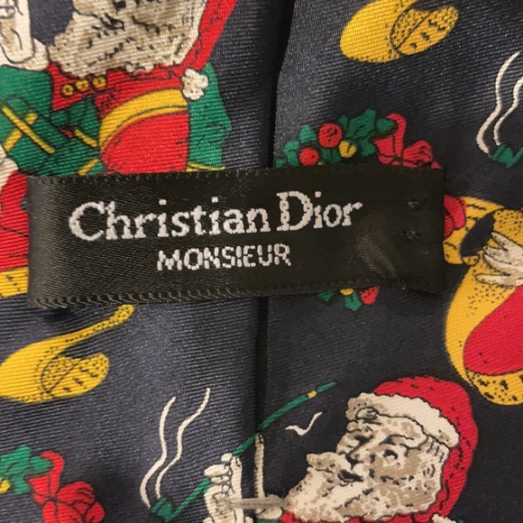 Vintage Dior Monsieur Silk Christmas Tie - Picture 3 of 5